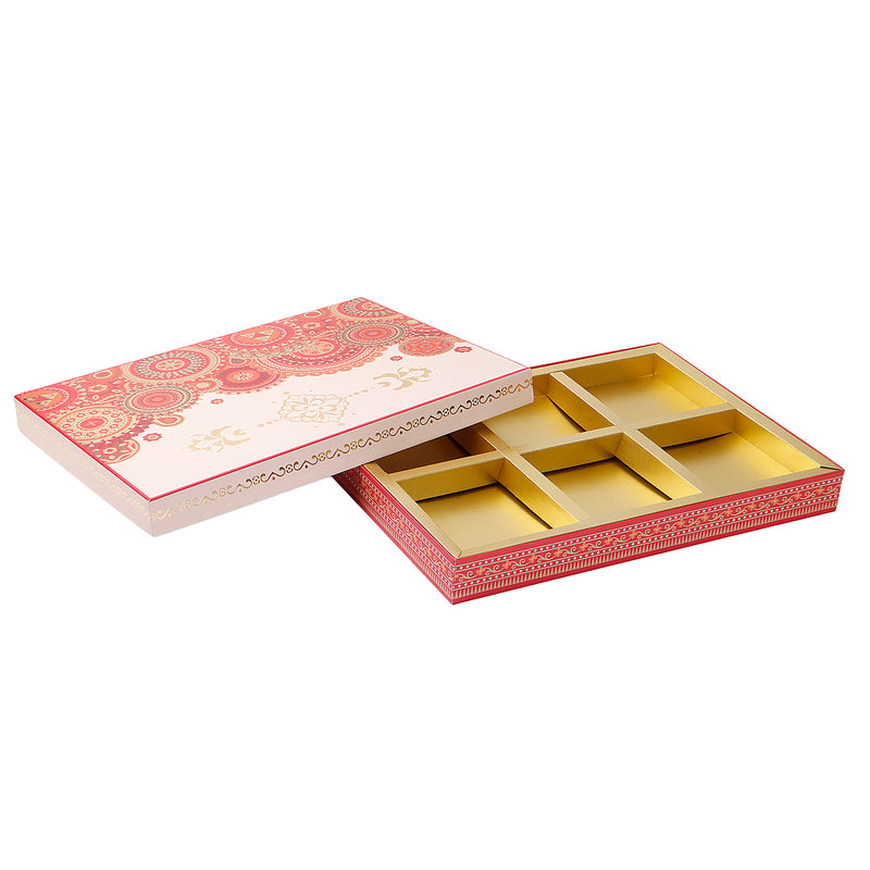 Beautiful Hamper Dry fruit Box with 6 compartments (14.25x10.25x1.5) Inch 9053A