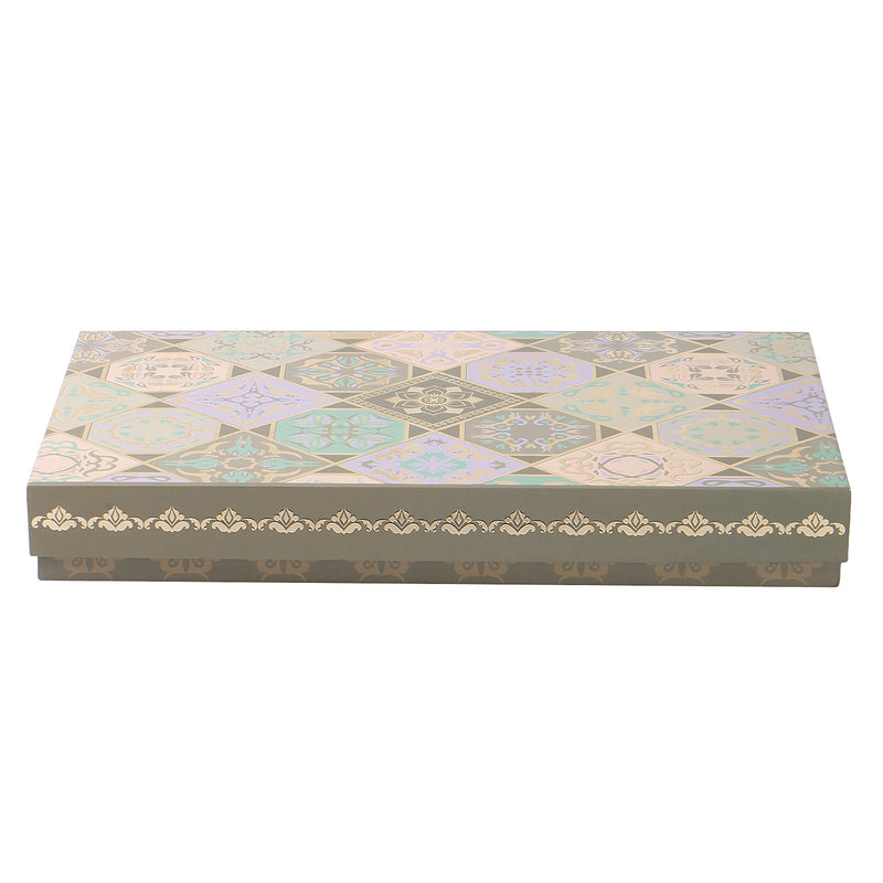Mughal Charm Hamper Box with 8 cavity tray & 2 compartments (12x7.5x1.5) Inch 9052A