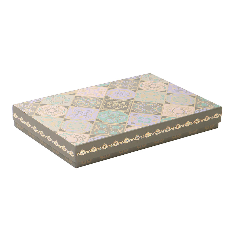 Mughal Charm Hamper Box with 8 cavity tray & 2 compartments (12x7.5x1.5) Inch 9052A