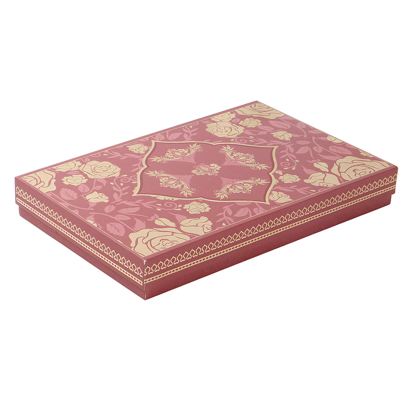 Floral Dusky Rose Hamper Box with 8 cavity tray & 2 compartments (12x7.5x1.5) Inch 9052
