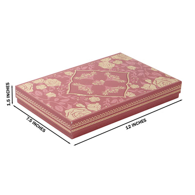 Floral Dusky Rose Hamper Box with 8 cavity tray & 2 compartments (12x7.5x1.5) Inch 9052