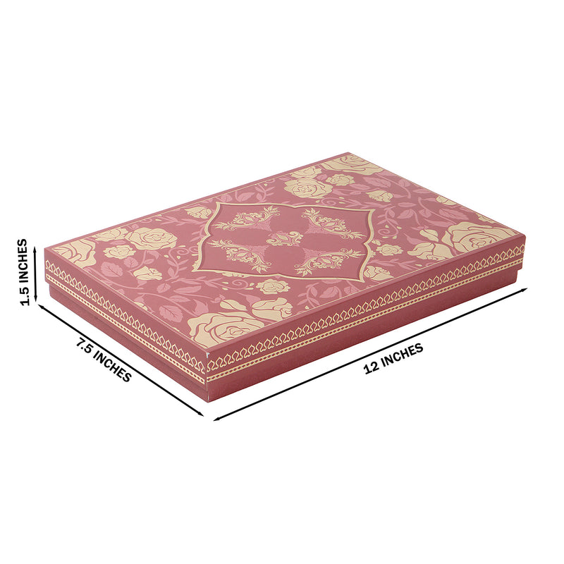 Floral Dusky Rose Hamper Box with 8 cavity tray & 2 compartments (12x7.5x1.5) Inch 9052