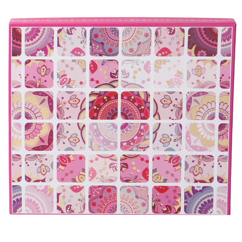 Festive Pink Printed Hamper Box with 18 cavity tray & 2 compartments (10.75x9.5x1.5) Inch 9050