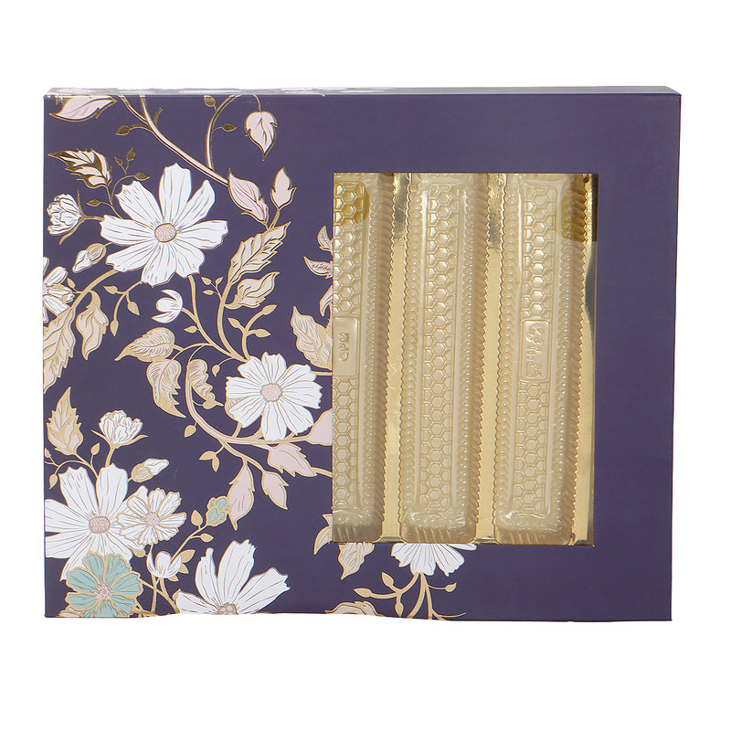 Green Floral Hamper Box with 2 short salsa & 3 liner cavity (12.25x10.25x2.5) Inch 9047A