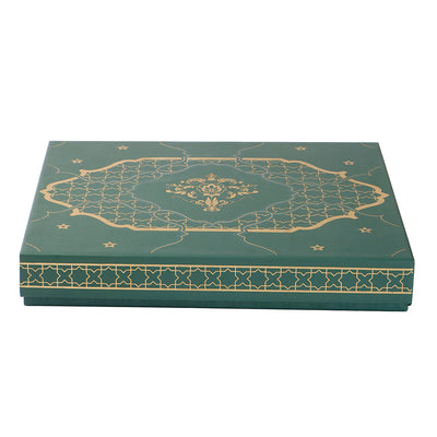 Festive Green Printed Hamper Box with 18 cavity tray & 2 compartments (10.75x9.5x1.5) Inch 9050A