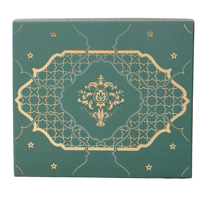 Festive Green Printed Hamper Box with 18 cavity tray & 2 compartments (10.75x9.5x1.5) Inch 9050A