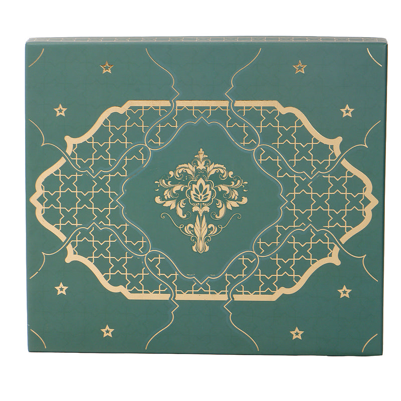 Festive Green Printed Hamper Box with 18 cavity tray & 2 compartments (10.75x9.5x1.5) Inch 9050A