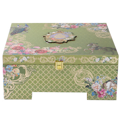 Floral MDF Hamper Box with 2 salsa jars & 15 cavity box (12x12x5) Inch 9072