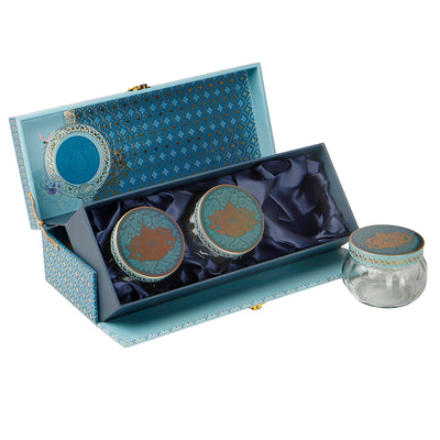 Pichwai Art Hamper Box with 3 printed muskmelon jars (14x5.5x4) Inch 9044