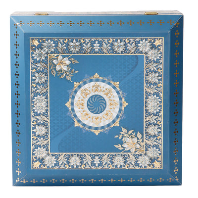 Royal Blue Festive MDF Hamper with 4 muskmelon jars (10x10x6.5) Inch 9063A