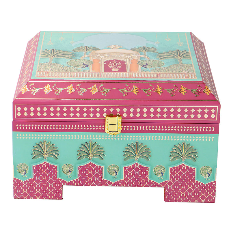 Royal Festive MDF Hamper with 4 muskmelon jars (10x10x6.5) Inch 9063