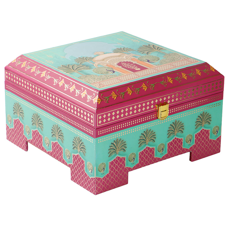 Royal Festive MDF Hamper with 4 muskmelon jars (10x10x6.5) Inch 9063