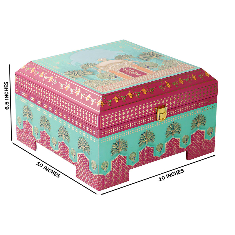 Royal Festive MDF Hamper with 4 muskmelon jars (10x10x6.5) Inch 9063