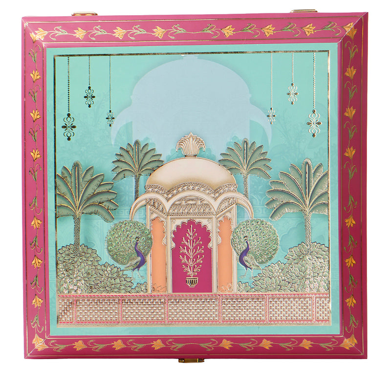 Royal Festive MDF Hamper with 4 muskmelon jars (10x10x6.5) Inch 9063