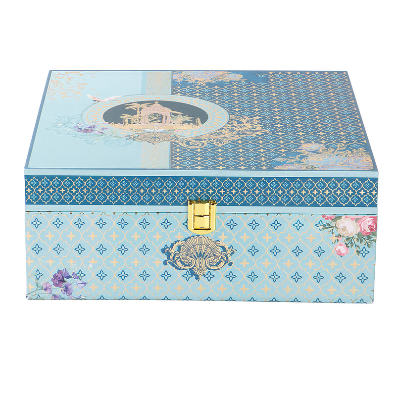 Pichwai Art Hamper Box with 4 printed muskmelon jars (10x10x4) Inch 9045