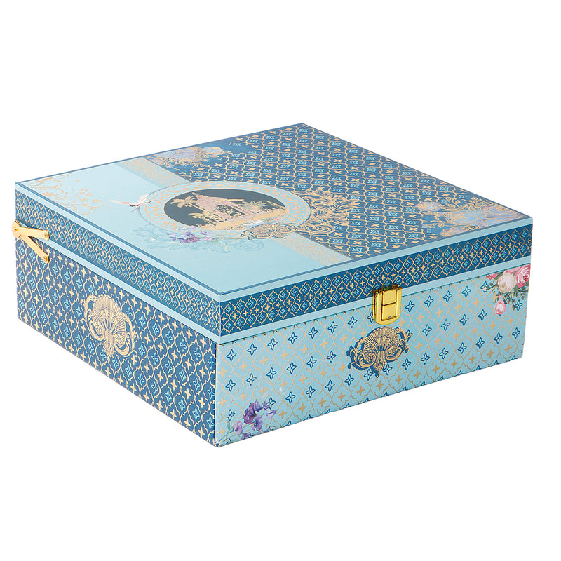 Pichwai Art Hamper Box with 4 printed muskmelon jars (10x10x4) Inch 9045