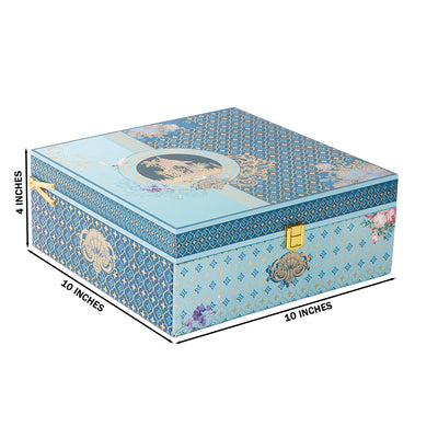 Pichwai Art Hamper Box with 4 printed muskmelon jars (10x10x4) Inch 9045