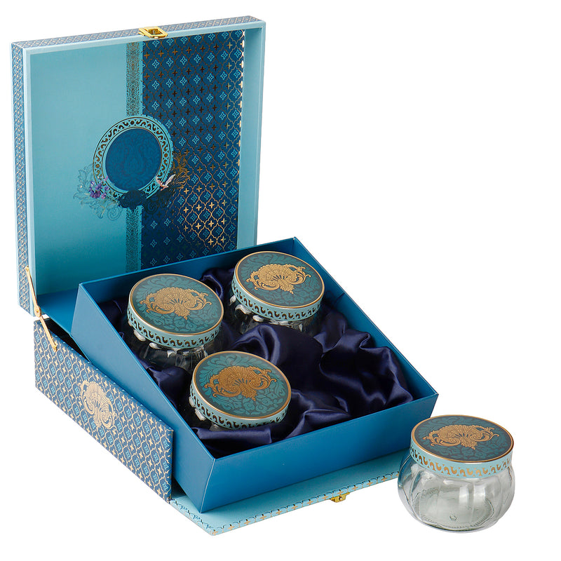 Pichwai Art Hamper Box with 4 printed muskmelon jars (10x10x4) Inch 9045