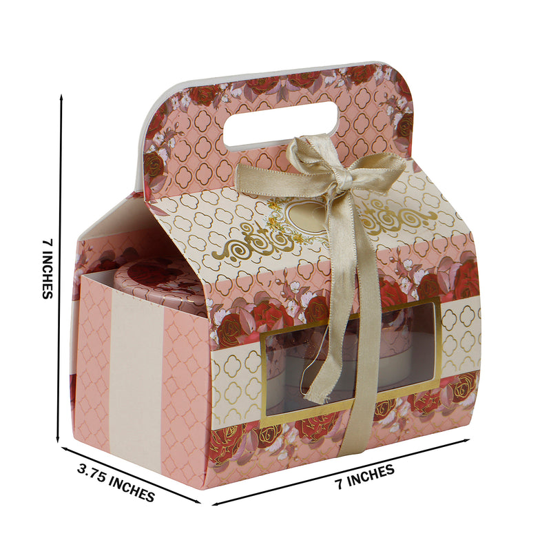 Pink Floral Hamper Box ( 7x3.75x7 Inches ) 9504