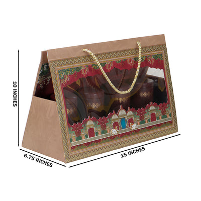 Hamper Bag With 4 printed tins (15x6.75x10 Inches) 9512RDY