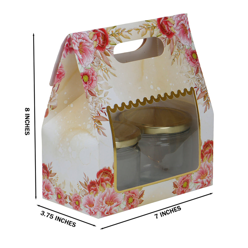 Small Gift Box With Handle for Gifting/Packaging Box is (7x3.75x8 Inches), Color: Beige and Pink from Nice Packaging
