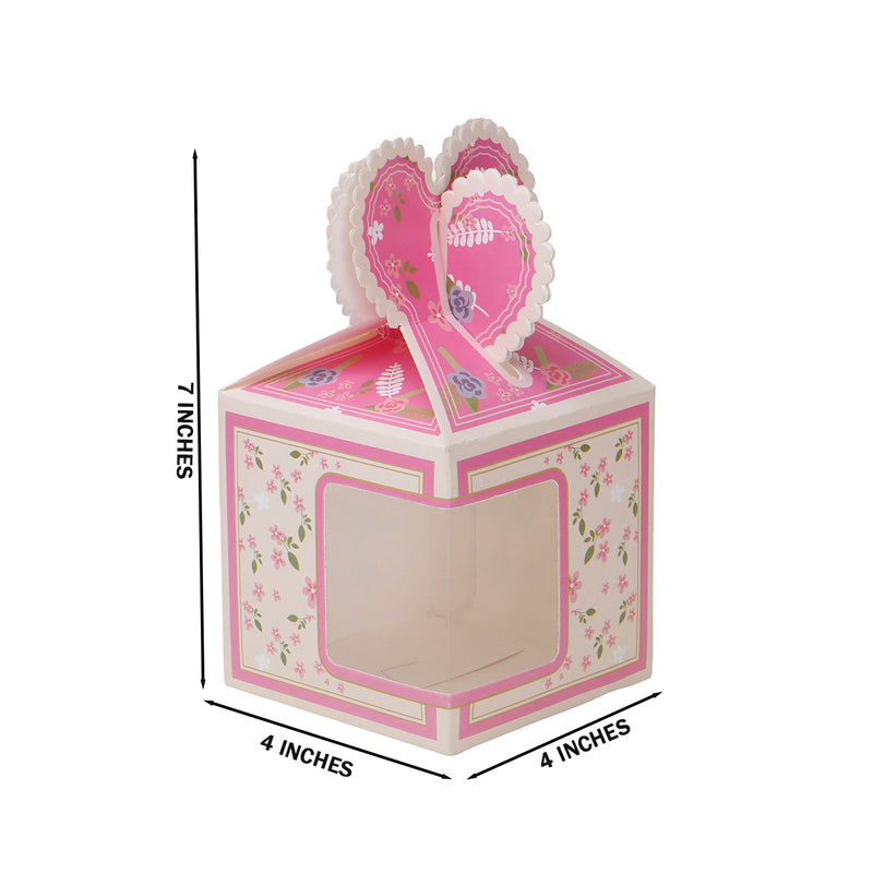 Pink Small Attractive Gift Box with Transparent Window ( 4x4x7 Inches ) 9403A