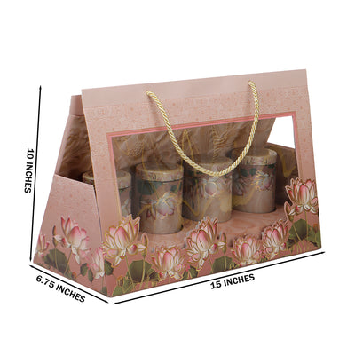 Hamper Bag With 4 printed tins (15x6.75x10 Inches) 9511RDY