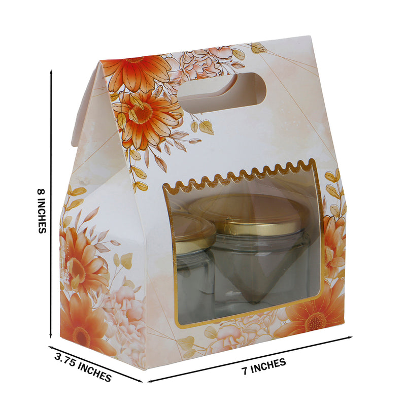 Small Gift Box With Handle for Gifting/Packaging Box is (7x3.75x8 Inches), Color: White and Orange from Nice Packaging