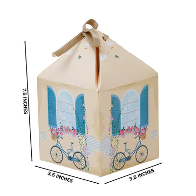 Vintage Bicycle Printed Gift Box with Ribbon ( 3.5x3.5x7.5 Inches ) 9405A