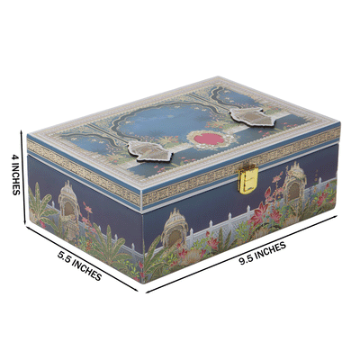 Pichwai Art Hamper Box with 2 printed salsa jars (9.5x5.5x4) Inch 9065C