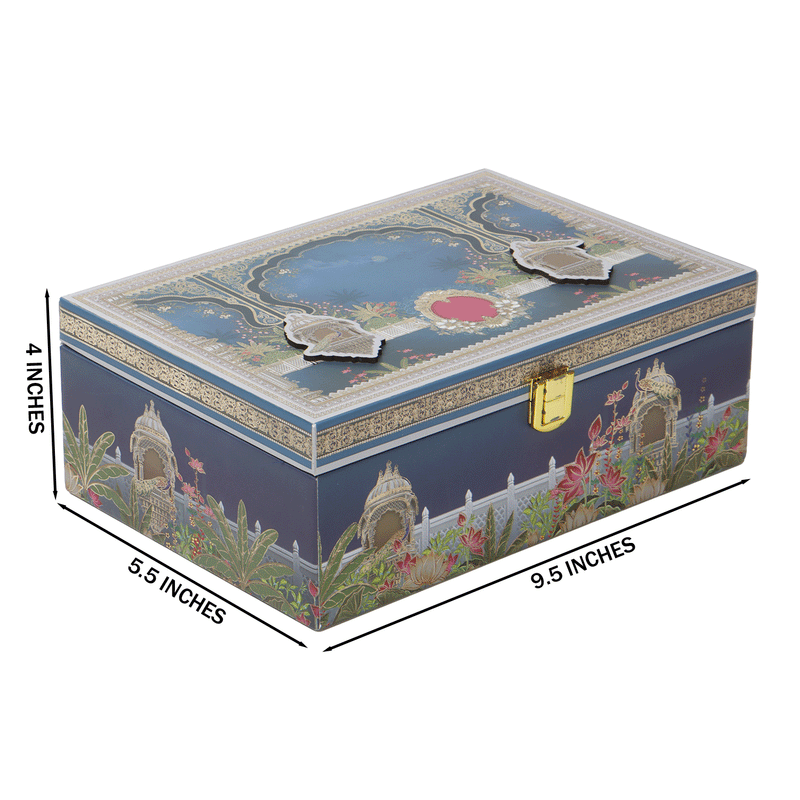 Pichwai Art Hamper Box with 2 printed salsa jars (9.5x5.5x4) Inch 9065C