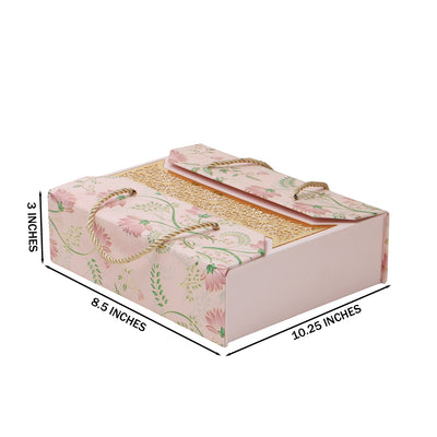 Magnetic Floral Hamper Box with 4 jars (10.25x8.25x3) Inch 9091C