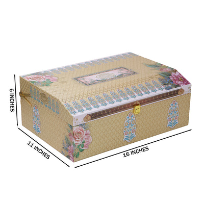 Beautiful Floral MDF Hamper Box with 2 fancy jar & 16 cavity (16x11x6) Inch 9010