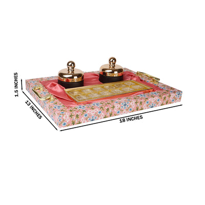 MDF Hamper with 2 crown top jars & 12 cavity tray (18x13x1.5) Inch) 9097