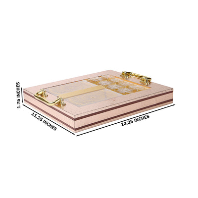 Rose Gold MDF Hamper Tray with 2 plastic container & 8 cavity (13.25x11.25x1.75) Inch 9048