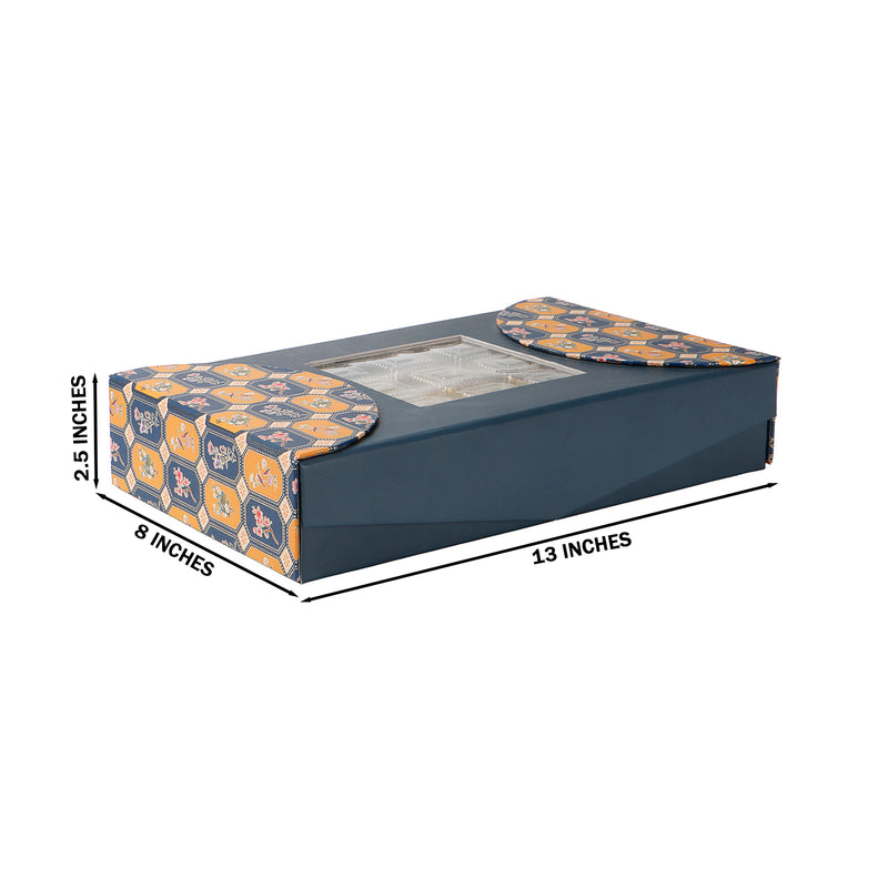 Magnetic Foldable Floral Hamper Box with 2 cylinder jars & 9 cavity (13x8x2.5) Inch 9095