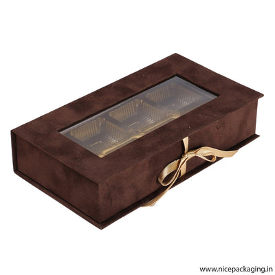 Brown suede box with 8 cavity BoxBrown suede box with 8 cavity Box
