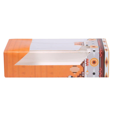 Rectangular orange box with transparent window