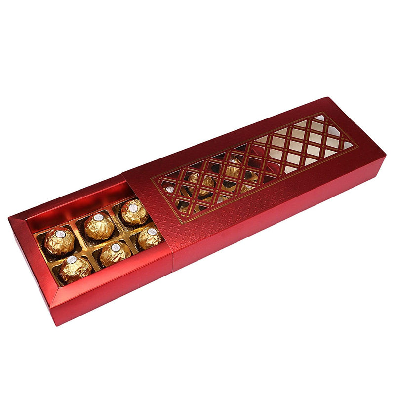 Red chocolate/sweets Raw/unfolded box without cavity (12.25x5x1.75inch) Ch1210RRW - Nice Packaging