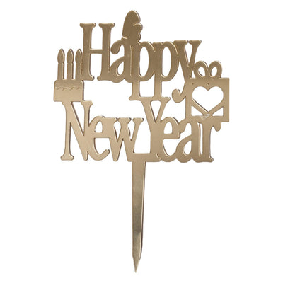 Happy New year Golden Cake Toppers