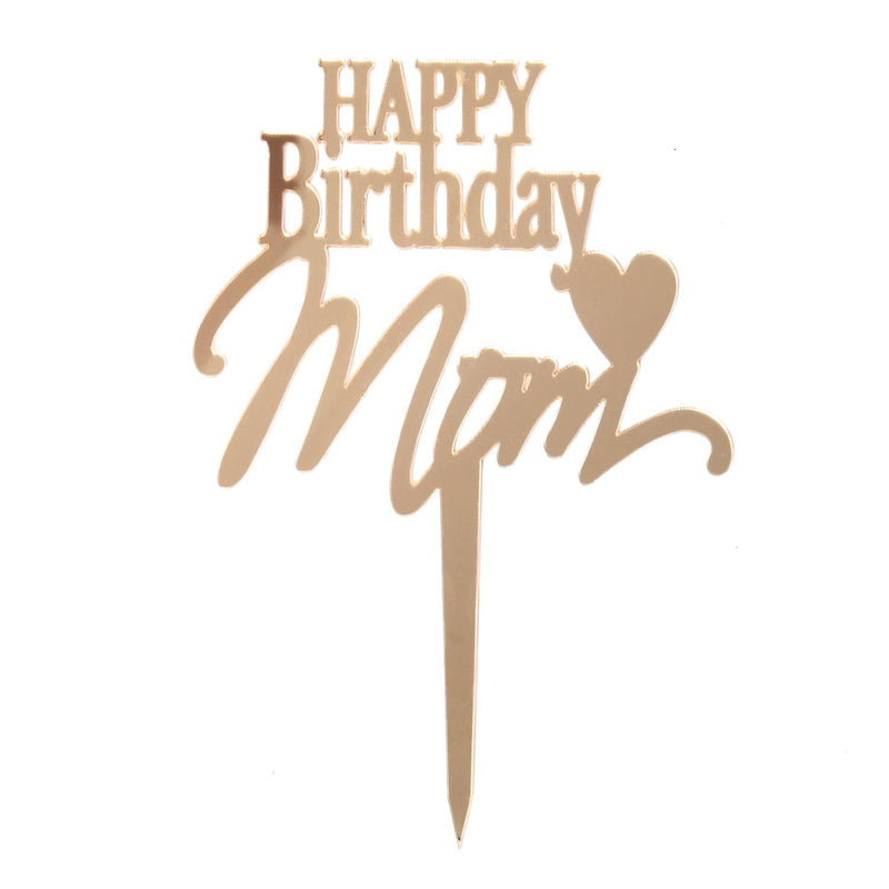 Happy Birthday Mom Golden Cake Toppers