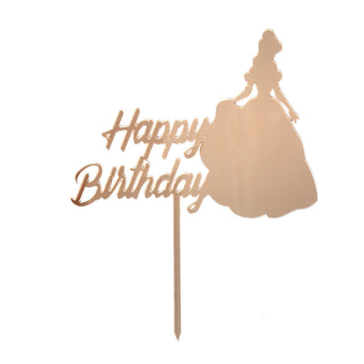 Happy Birthday golden cake toppers
