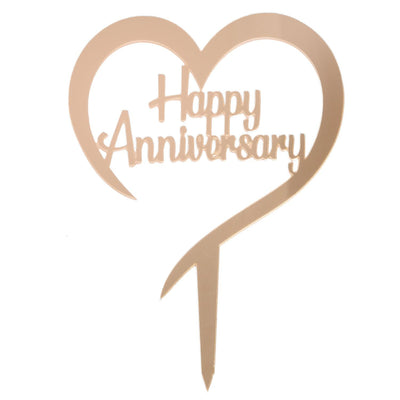 Happy Anniversary golden cake toppers