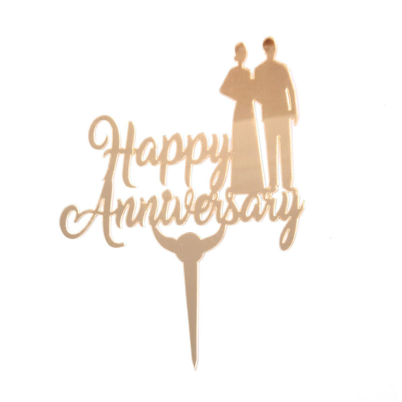Happy Anniversary golden cake toppers