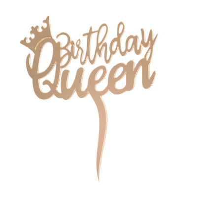 Birthday Queen golden cake toppers