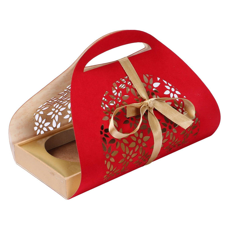 Suede gift hamper in Red color with tins