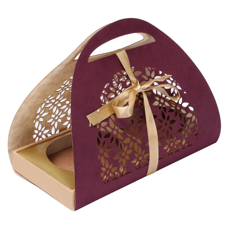 Suede gift hamper in wine colour with tins
