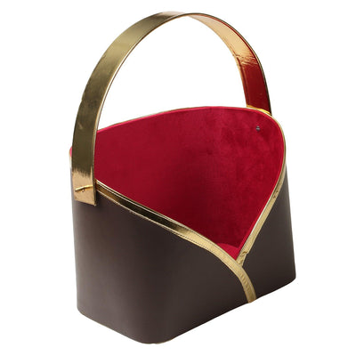 Brown & Red Hamper With Handle