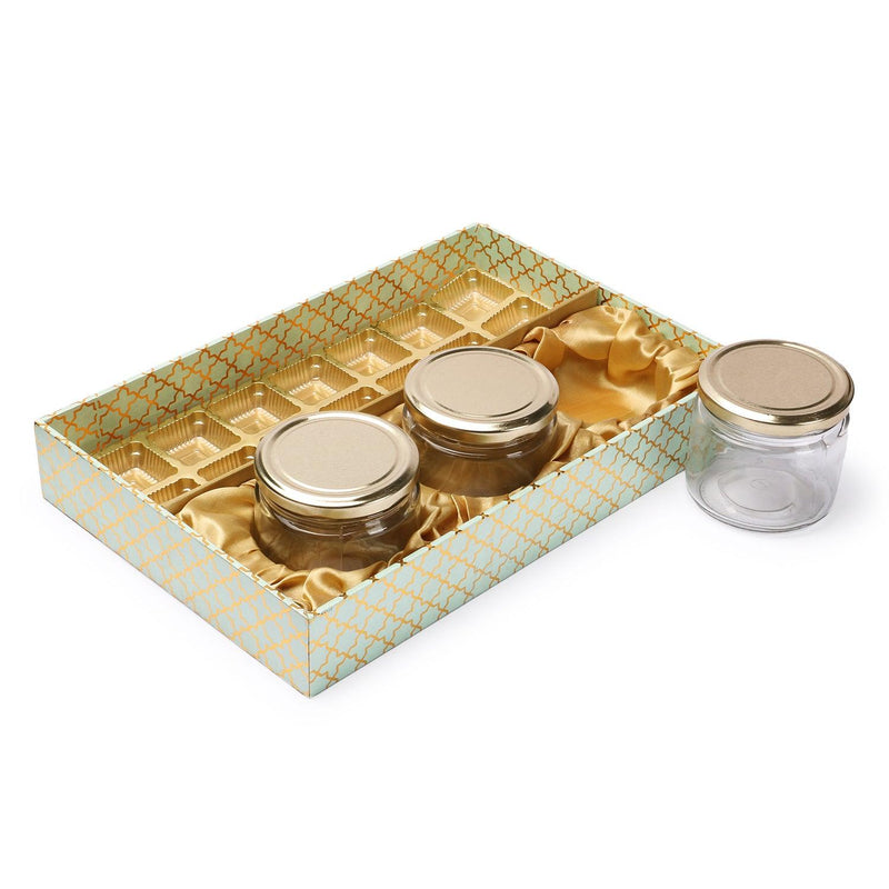 MDF Hamper Tray With Golden Cavity Without 3 Big Salsa Jar