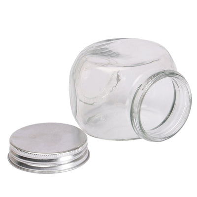 Empty glass jars with silver cap